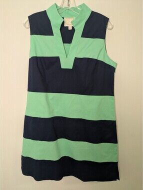 Sail to Sable Navy & Mint Striped Tunic Dress – Size XL Sleeveless Shift Dress